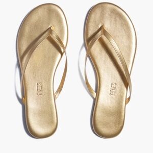 TKEES Metallic Gold Leather Sandals — Women’s Size 10